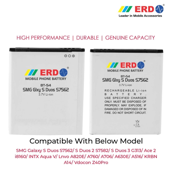 ERD BT-54 LI-ION Mobile Battery Compatible for Samsung S7562 3