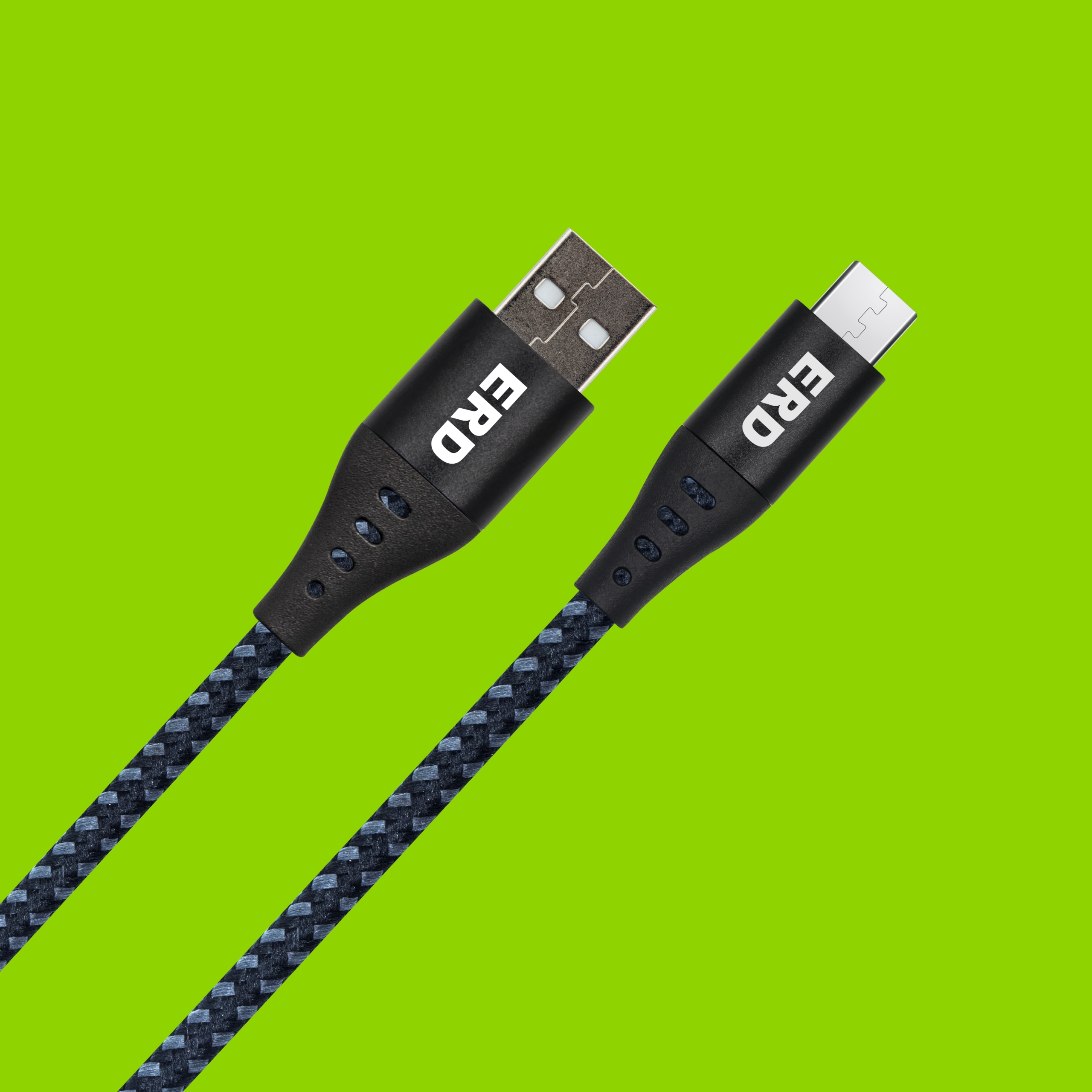 ERD UC-59 Braided Metal Casing Micro USB Data Cable (Grey-Black)
